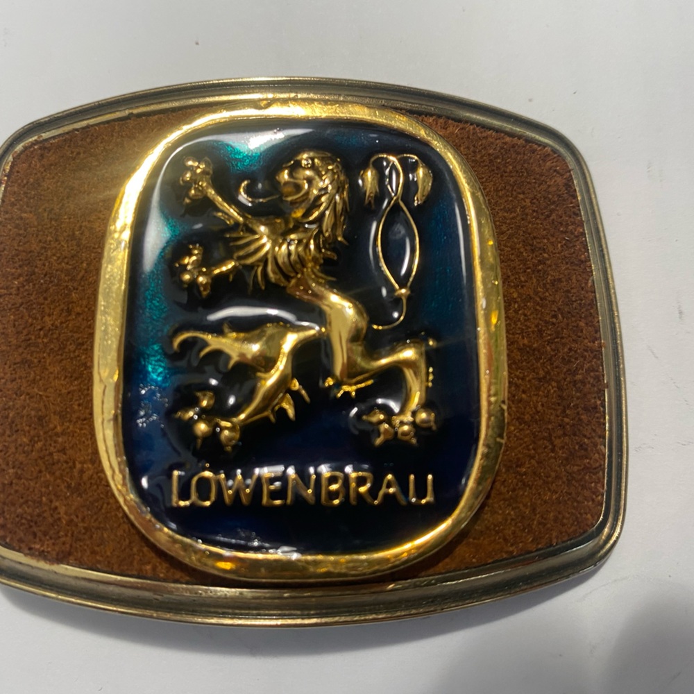 Lowenbrau Gold and Blue Belt Buckle